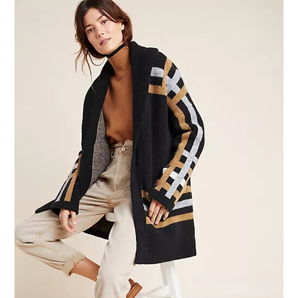 NWT Anthropologie Ferna Plaid Sweater Coat Wool Blend Women's SP Small Petite - Picture 14 of 14